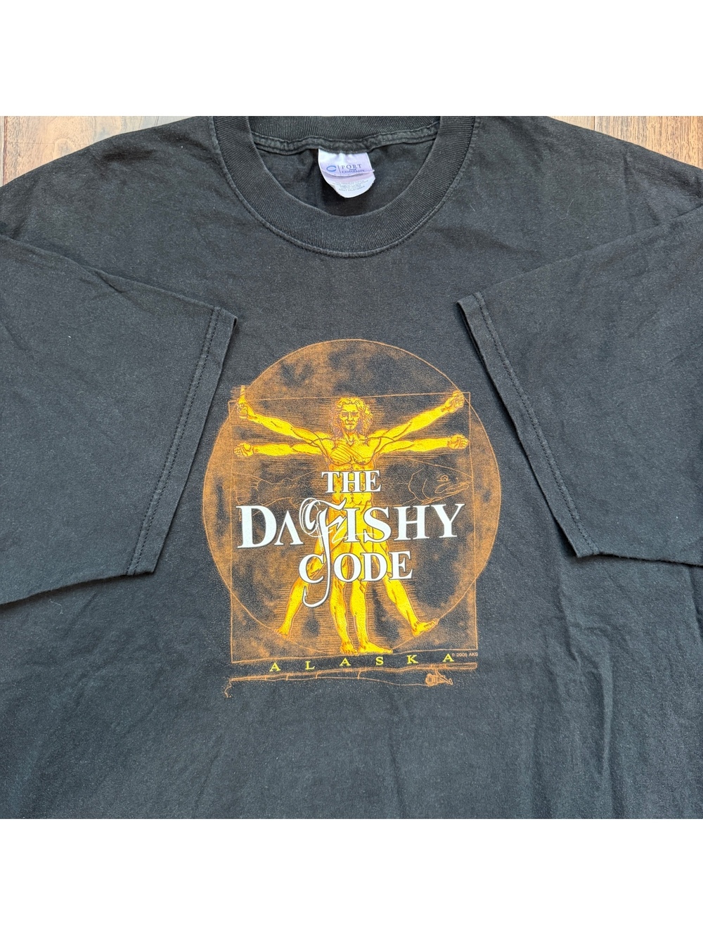 Vintage Alaska DaFishy Code Parody T Shirt XXL Black 2005 Fishing Tee